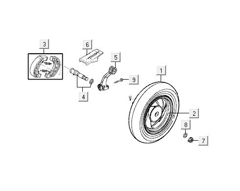 Koło tylne Kymco VP50 4t ac techo srebrne
