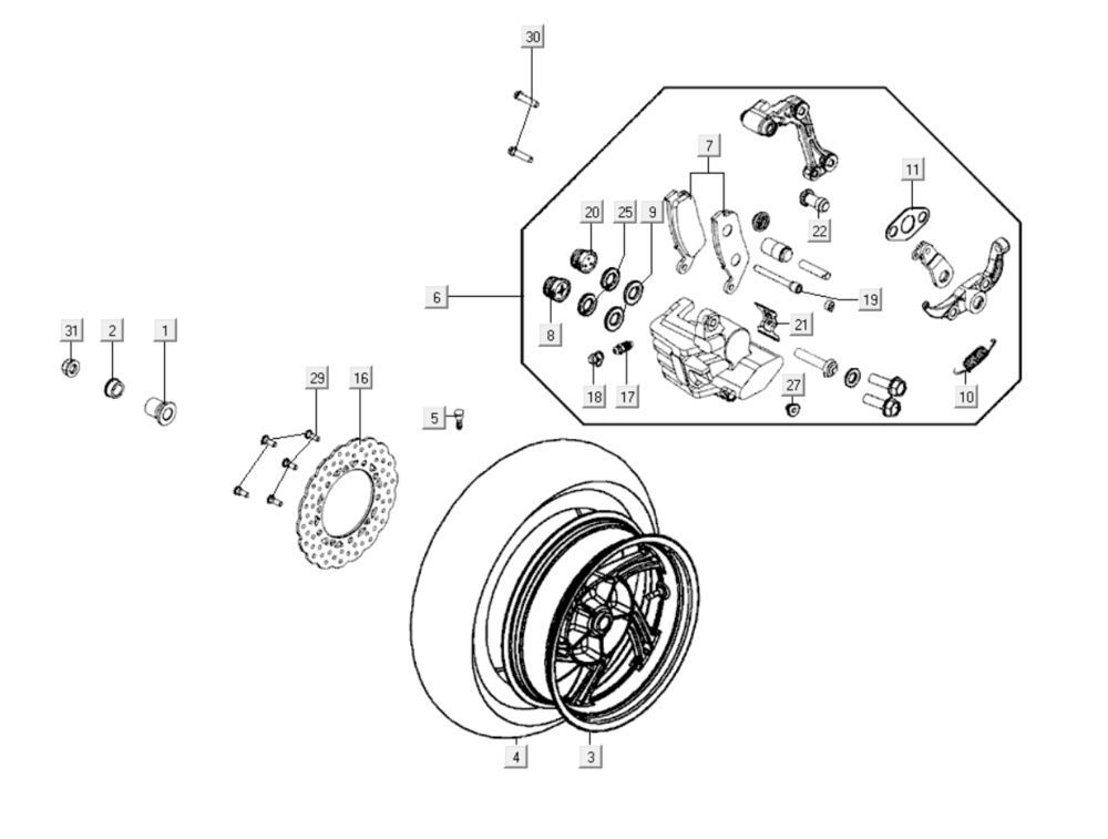 Kolo Tylne Kymco Xciting 400i Żółte