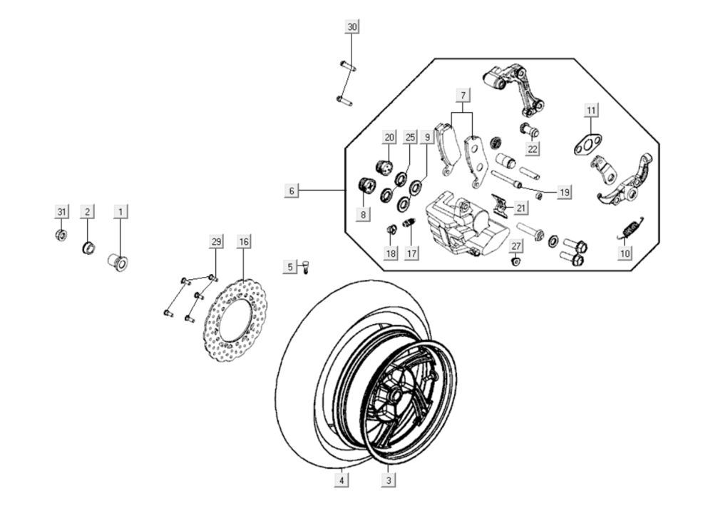 Kolo Tylne Kymco Xciting 400i Perłowe Czarne