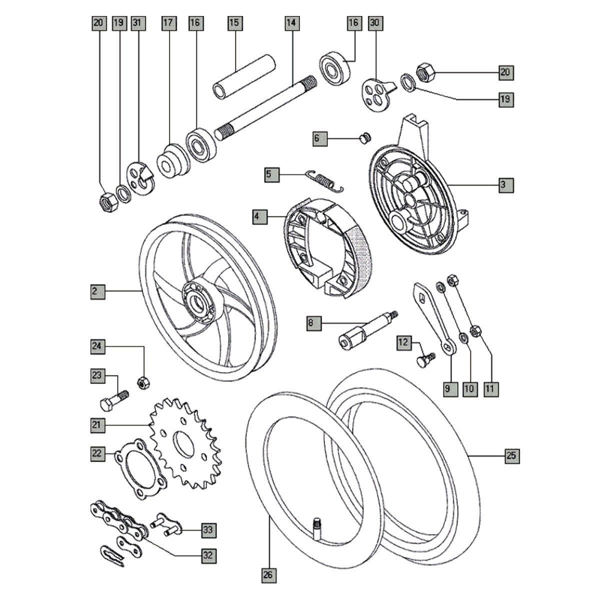 Achterwiel nieuw Tomos FLEXER XL (45KMH) (K8-L0)