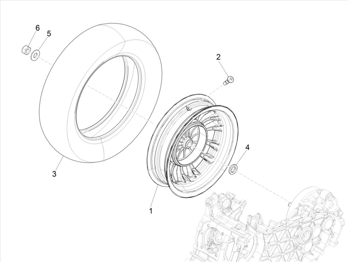 Vespa Sprint 125 4T 3V IE ABS E5 2021 Tylne koło (EMEA)