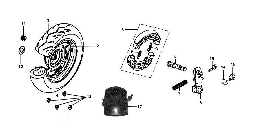 Koło tylne Sym Jet Euro-X 2-suwowy
