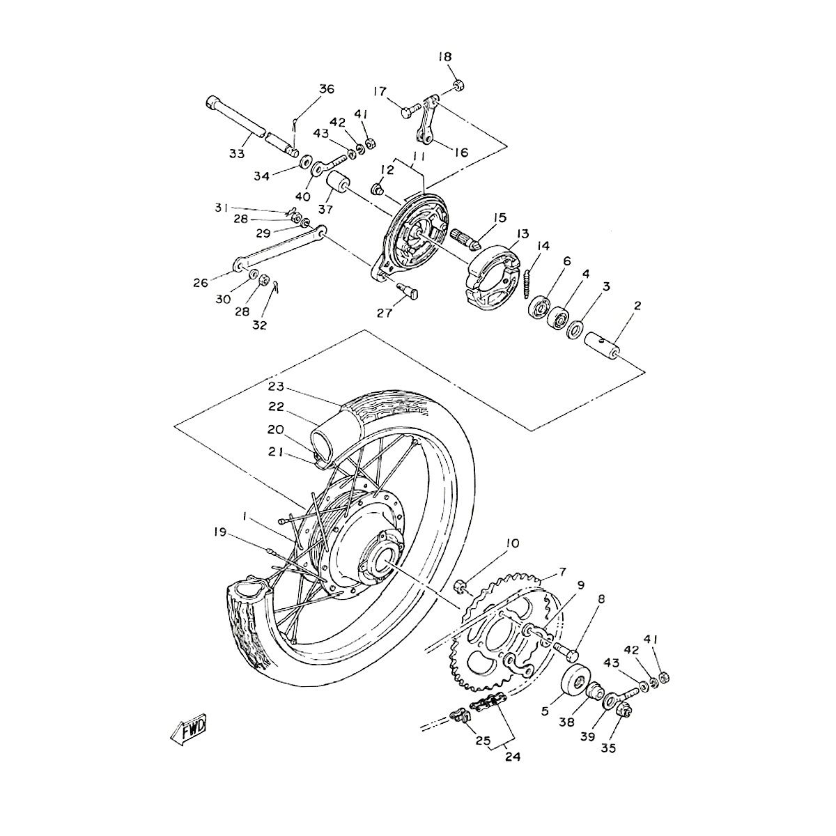 Achterwiel Yamaha FS1