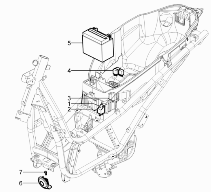 Przełączniki zdalne - Akumulator - klakson Piaggio Beverly 125 RST 4T 4V IE E3 2010-2015 (EMEA)