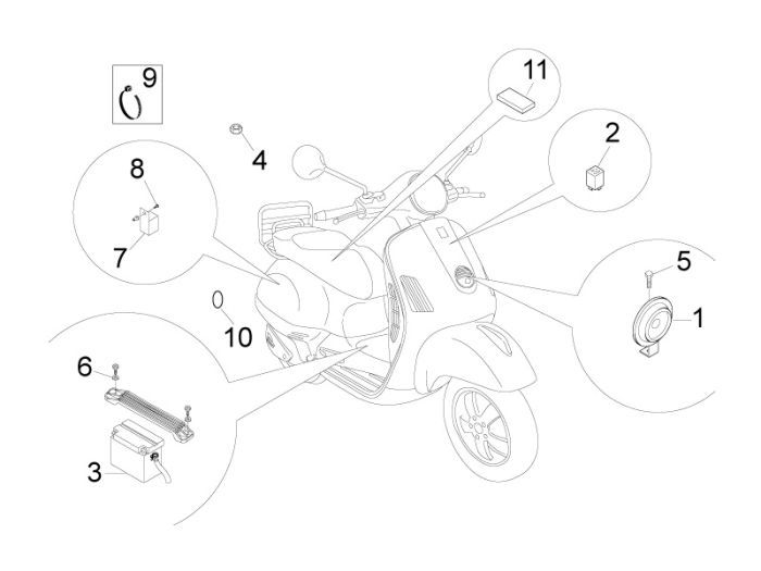 Części elektryczne Vespa Lx 2-suwowy