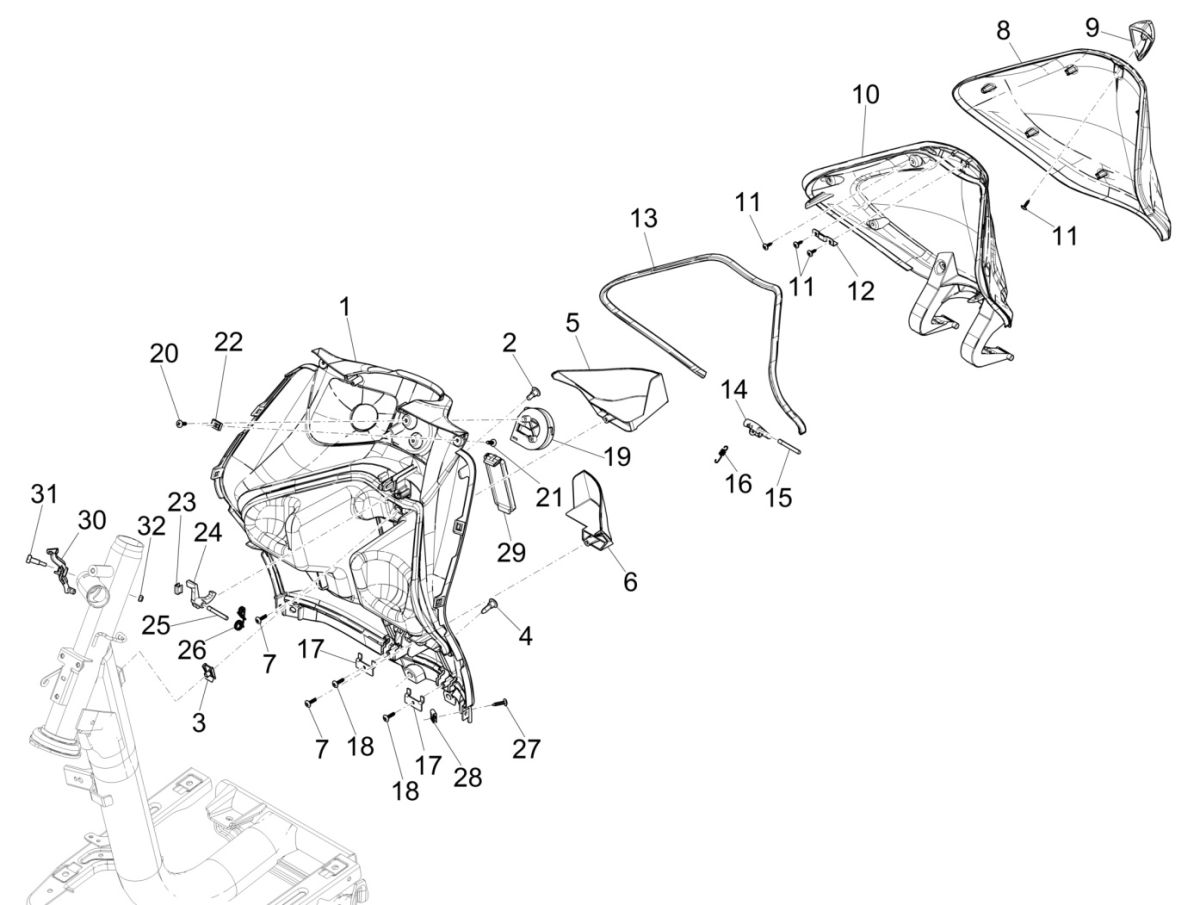 Liberty 125 IGET 4T 3V IE E4 ABS osłona nóg 2015 - 2019 (EMEA)