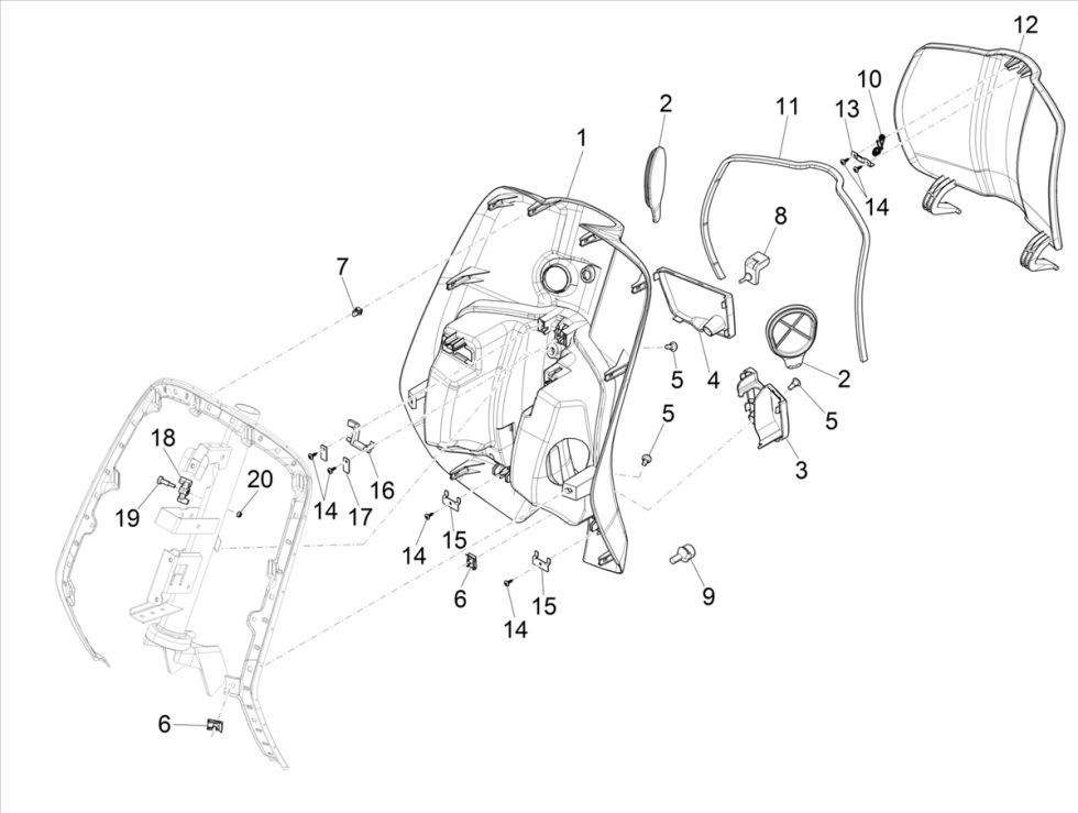 Vespa Primavera 4-suwowa osłona nóg 3V (wstrzyknięcie euro5 IGET)