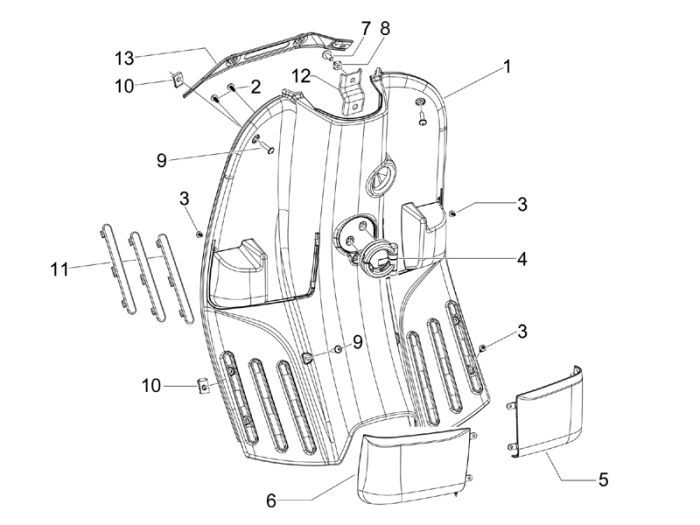 Legshield Vespa S 25km 4-suwowy 2-zawór szary titanio 742/B
