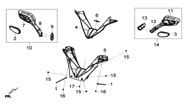 Pokrywa kierownica+zestaw lusterek Sym Joymax 125I ABS Szary (GY-517S)