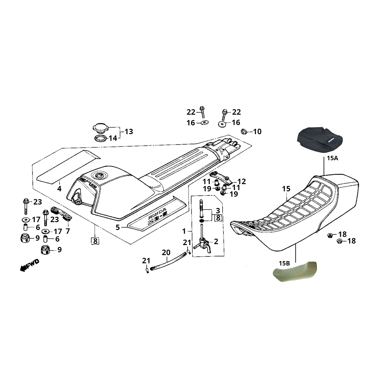 Zbiornik paliwa Honda MB50/MB80 Buddy Seat