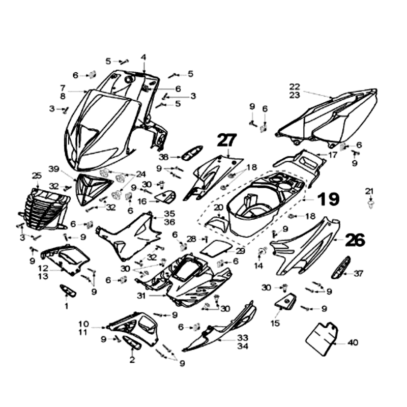Poszycie Peugeot Speedfight 2 AC Czarny
