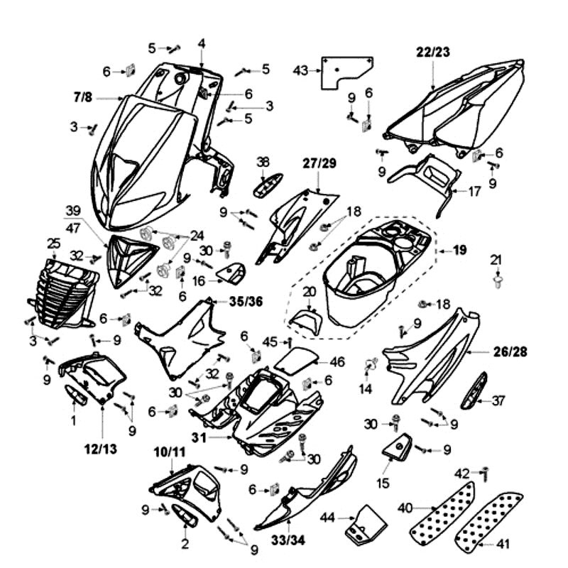 Poszycie Peugeot Speedfight 2 LC srebrny