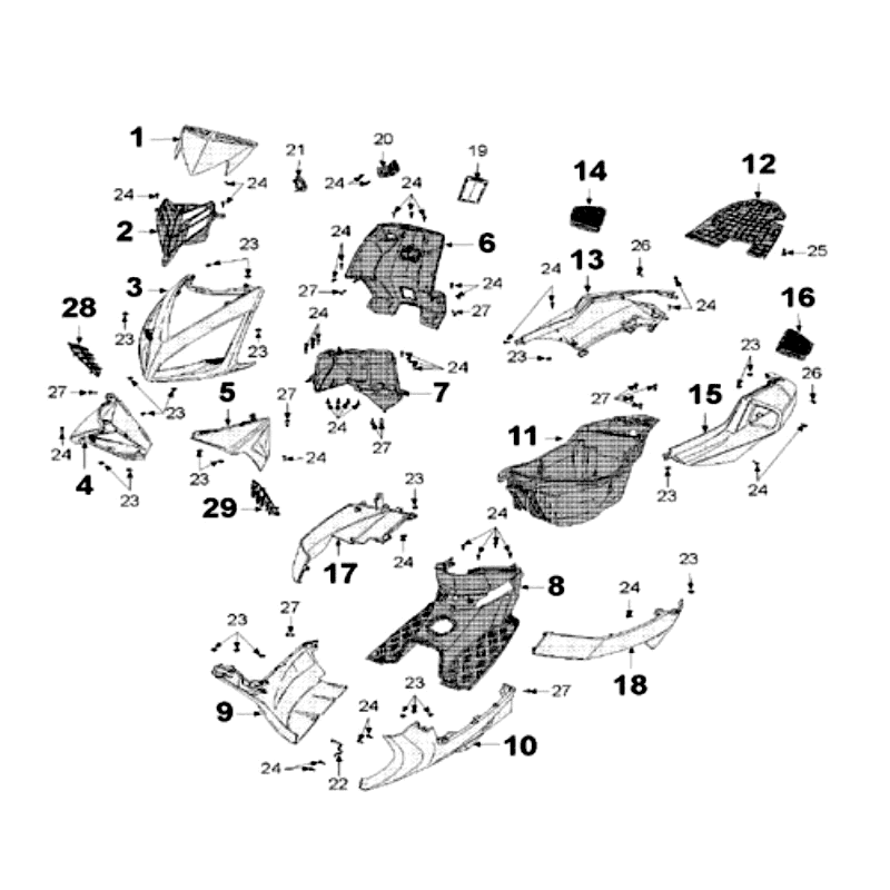 Poszycie Peugeot Speedfight 3 LC czarne
