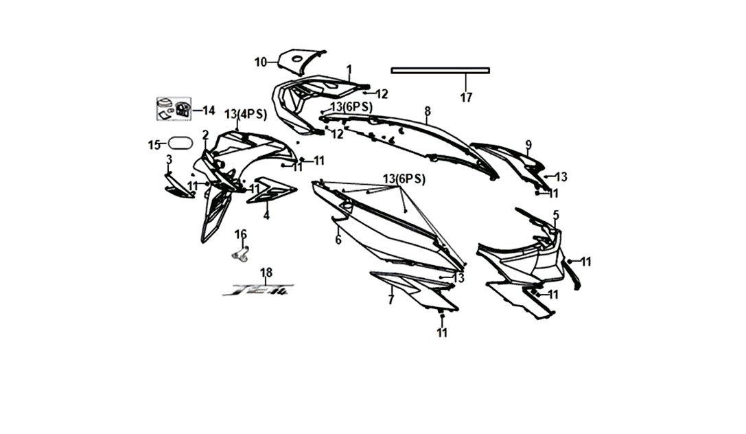 Poszycie Sym Jet 14 czarne (BK-007U)