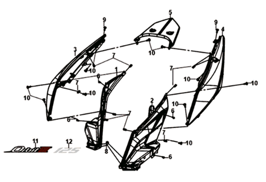 Beplating Sym Orbit III 125I E4 BLACK (BK-007U)