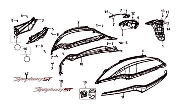 Sym Symphony ST 200I czarno-czerwone poszycie (BK-001C/R-010CA)