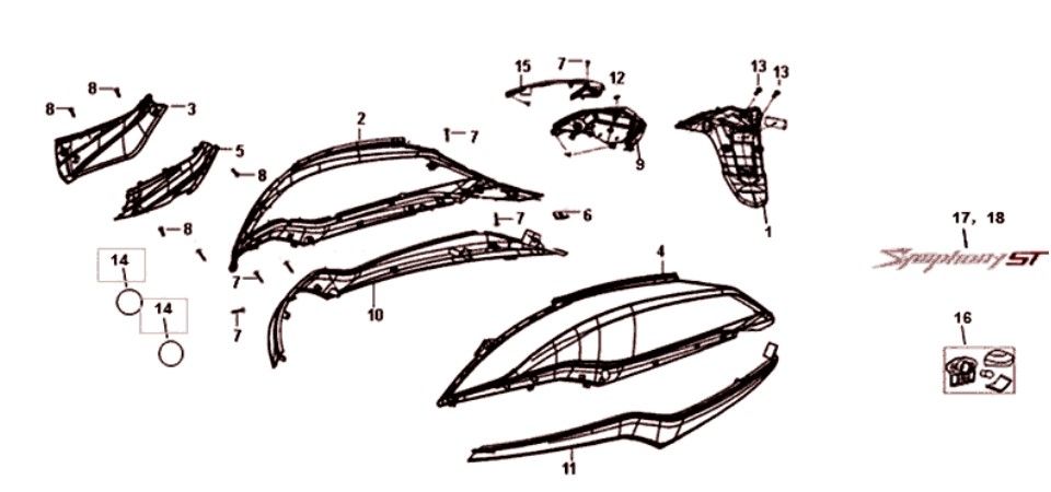 Poszycie Sym Symphony ST euro4 (WH-006) białe