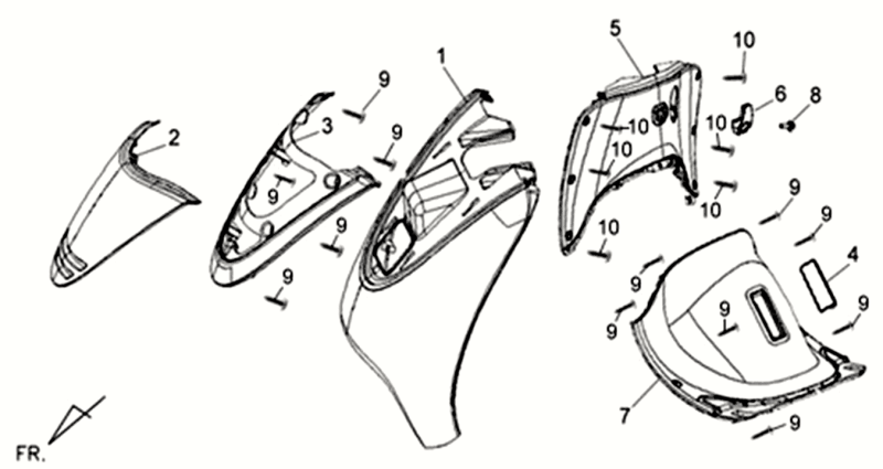 Poszycie przednie Poszycie Wewnętrzny Sym Allo GT (LX17348 S882U) kasztan srebrny