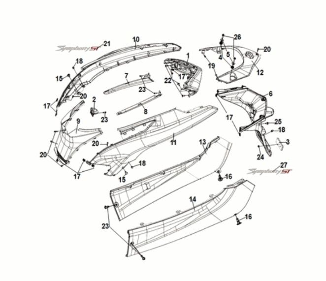 Body cover - tail light Sym Symphony ST 125i LC E5 SUBMARINE GREY (GY-7547UL)