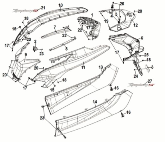 Body Cover - Tail Light Sym Symphony ST 125i LC E5 Grey (GY-010U)
