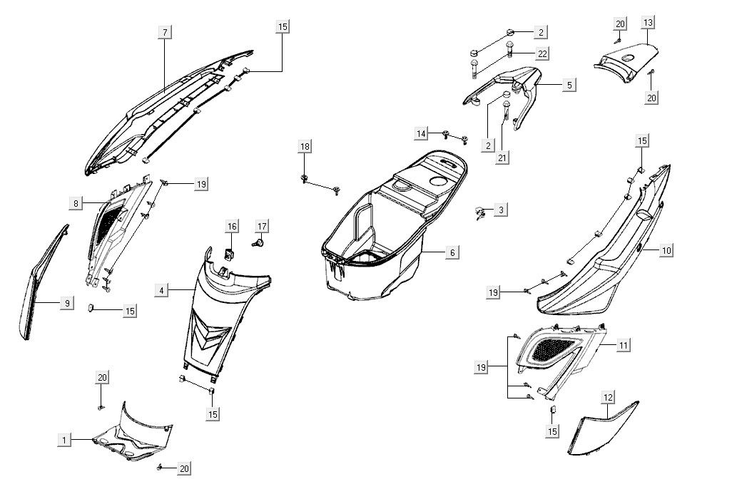 Body cover luggage box Kymco Super8 R E5 ROOD