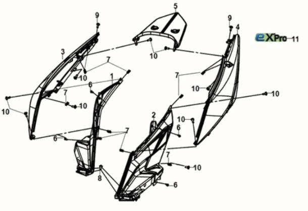 Osłona nadwozia Sym E-XPRO 45KM/H 2020-2021 Czerwona (R-010CA)