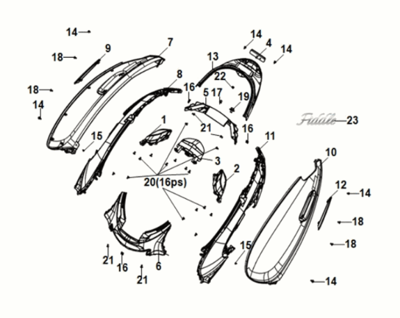 Osłona lampy tylnej obudowy Sym Fiddle IV 50 E5 Czarna (BK-007U)