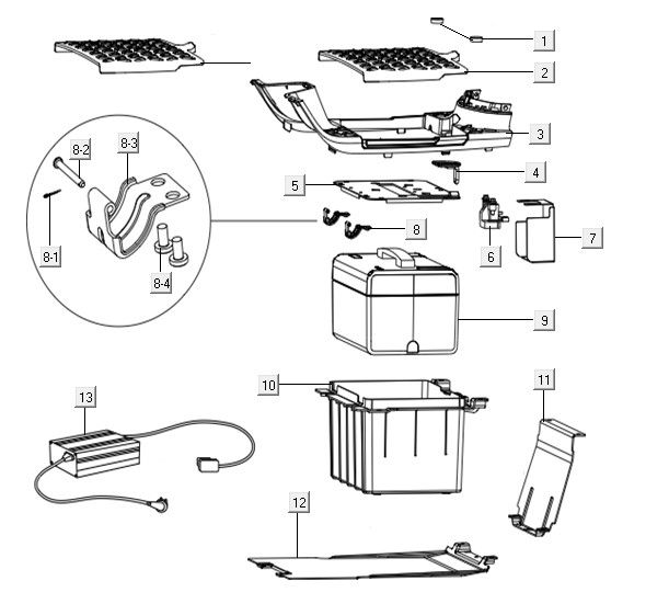 Bateria - podnóżek Niu NQI Cargo