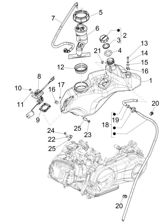 Zbiornik paliwa Vespa Primavera 125 4T 3V IE ABS