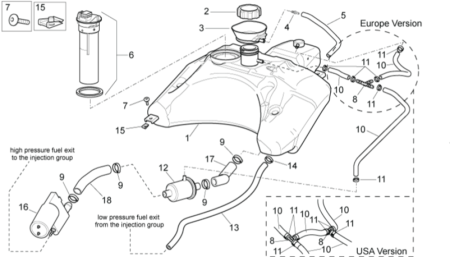 Zbiornik paliwa Aprilia SR 50 H2O ie+carb 2004-2009
