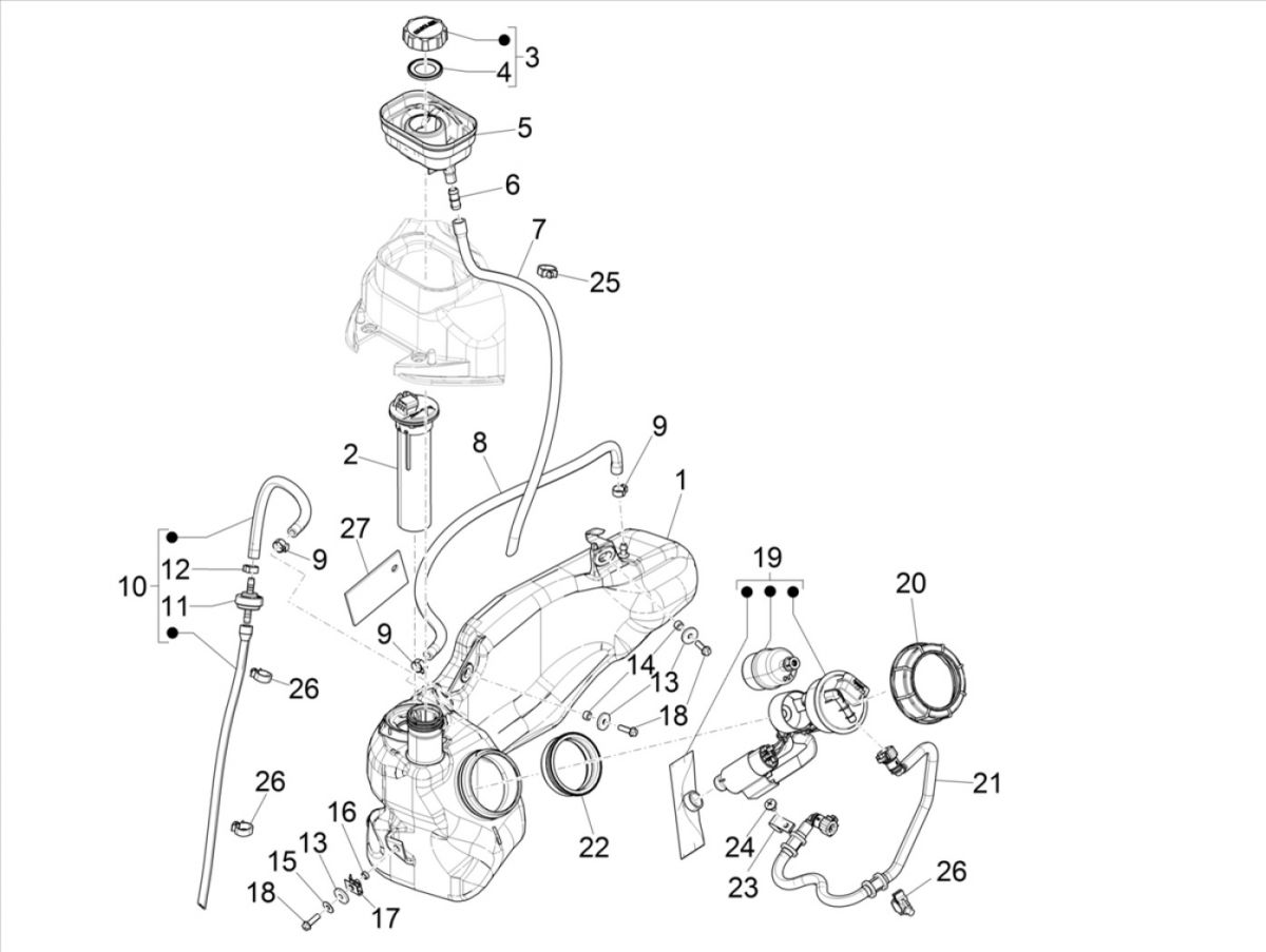 Liberty 125 IGET 4T 3V IE E4 ABS 2015 - 2019 (EMEA) zbiornik paliwa
