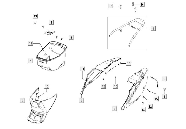 Buddybox Kymco Agility 10' 4-suwowy srebrny