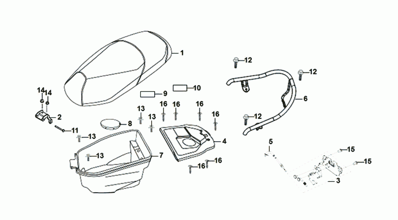 Buddy Seat Kask Pack Carrier Sym Allo Euro4 (BK-5560S) Jasny Czarny