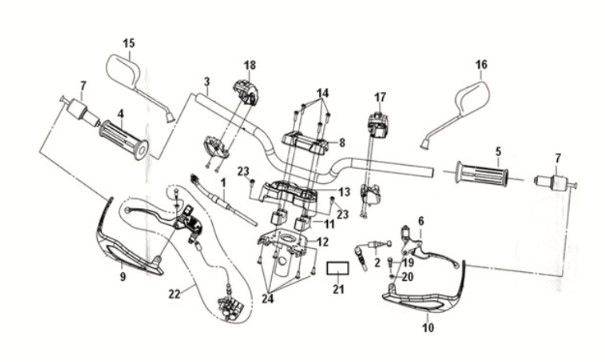 Cable - switch - handle lever Sym Crox 50 E5 WHITE (WH-8018P)