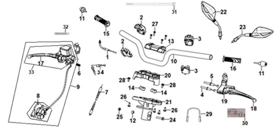 Cable - switch - handle lever Sym Jet 14 125I AC E5 2021-2024