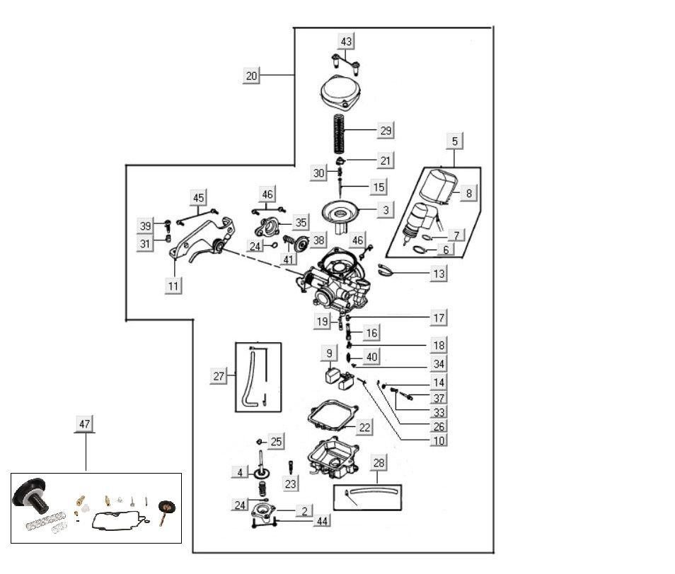 Keihin o średnicy 16 mm lub średnicy 4 mm-Onderdelen-carburateur-Keihin-16mm-4-takt