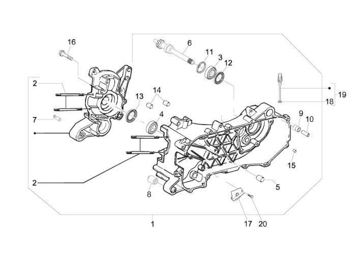 Skrzynia korbowa Piaggio Fly 4-suwowa