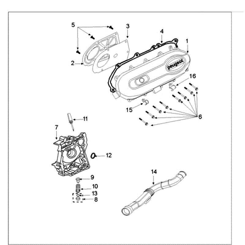 Osłona skrzyni korbowej Peugeot Ludix 14 czarna