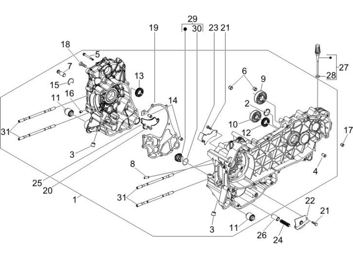 Skrzynia korbowa Gilera Runner 200cc VXR 4-suwowy 2006