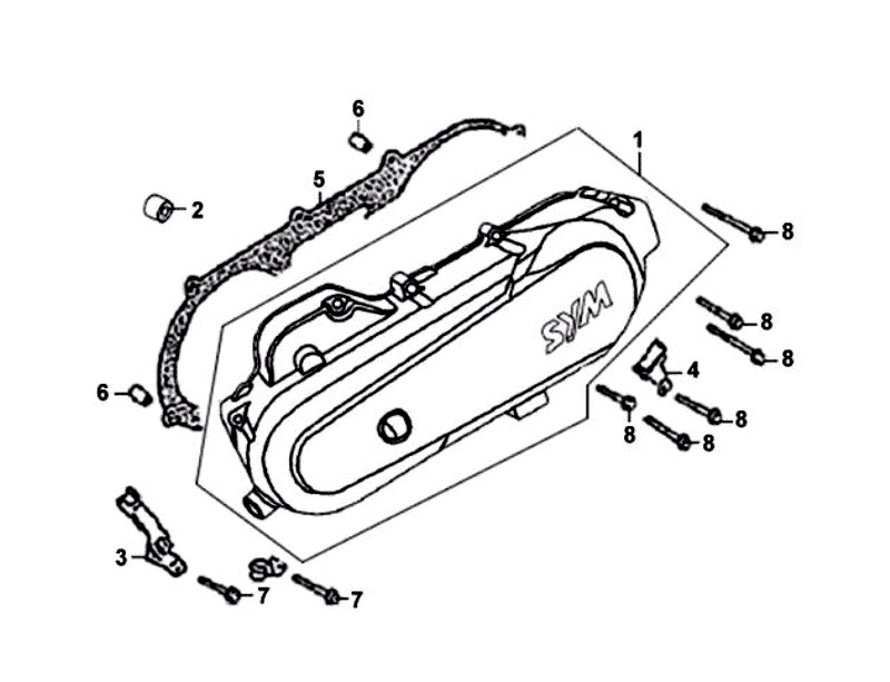 Skrzynia korbowa lewa Sym Fiddle Biala WH8018P