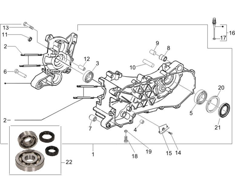 Skrzynia korbowa Piaggio Zip 2000 4-suwowy AC