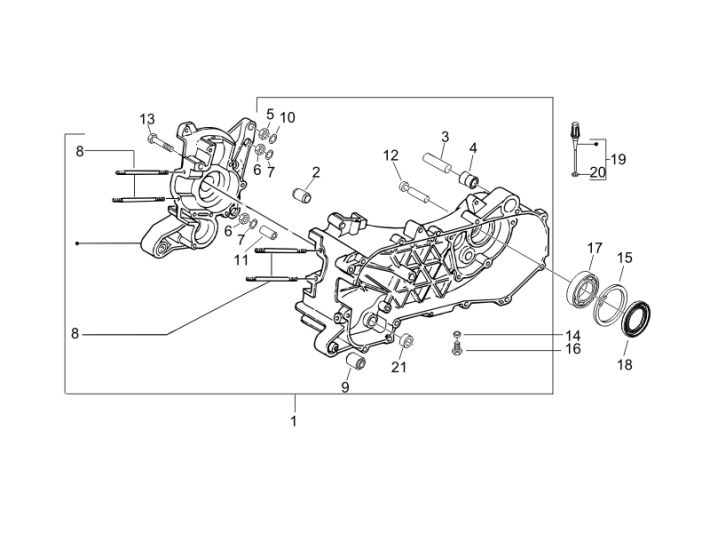 Skrzynia korbowa Piaggio Zip 50 SP 2006-2013