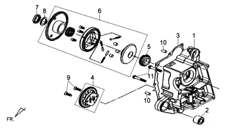 Skrzynia korbowa prawa Sym XPRO 50 E4