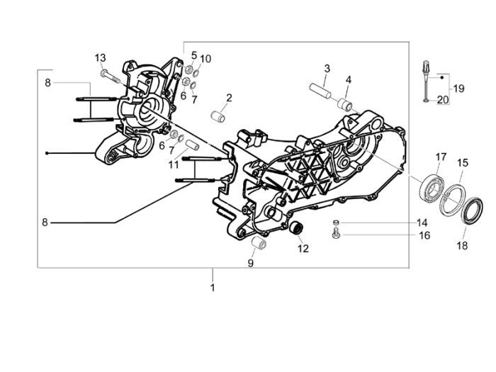 Skrzynia korbowa Vespa S 2-suwowa