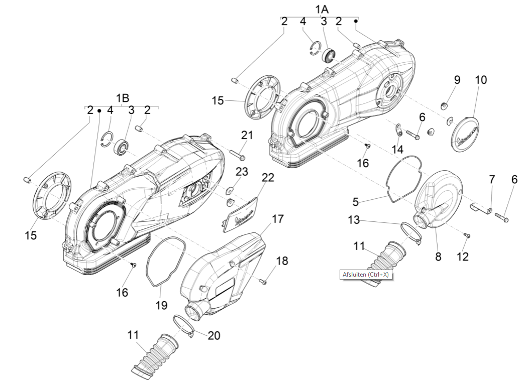 Pokrywa skrzyni korbowej - Chłodzenie skrzyni korbowej Vespa Primavera 125 4T 3V IE ABS