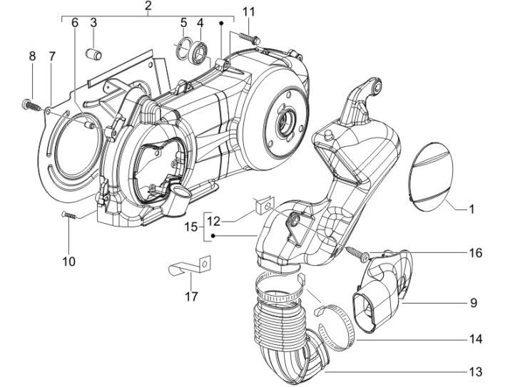 Osłona skrzyni korbowej - Chłodzenie skrzyni korbowej Gilera Runner 200cc VXR 4-suwowy 2006