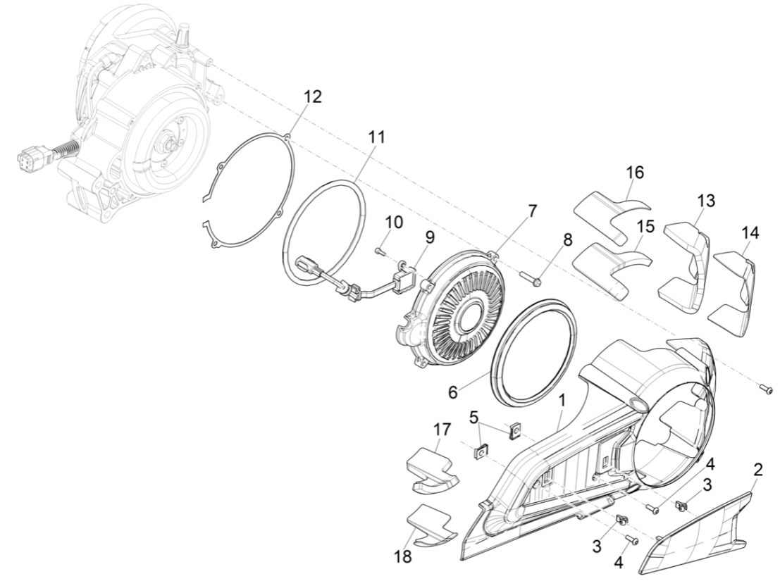 Osłona skrzyni korbowej Vespa Electrica 45KM/H E5 2021 (EMEA)