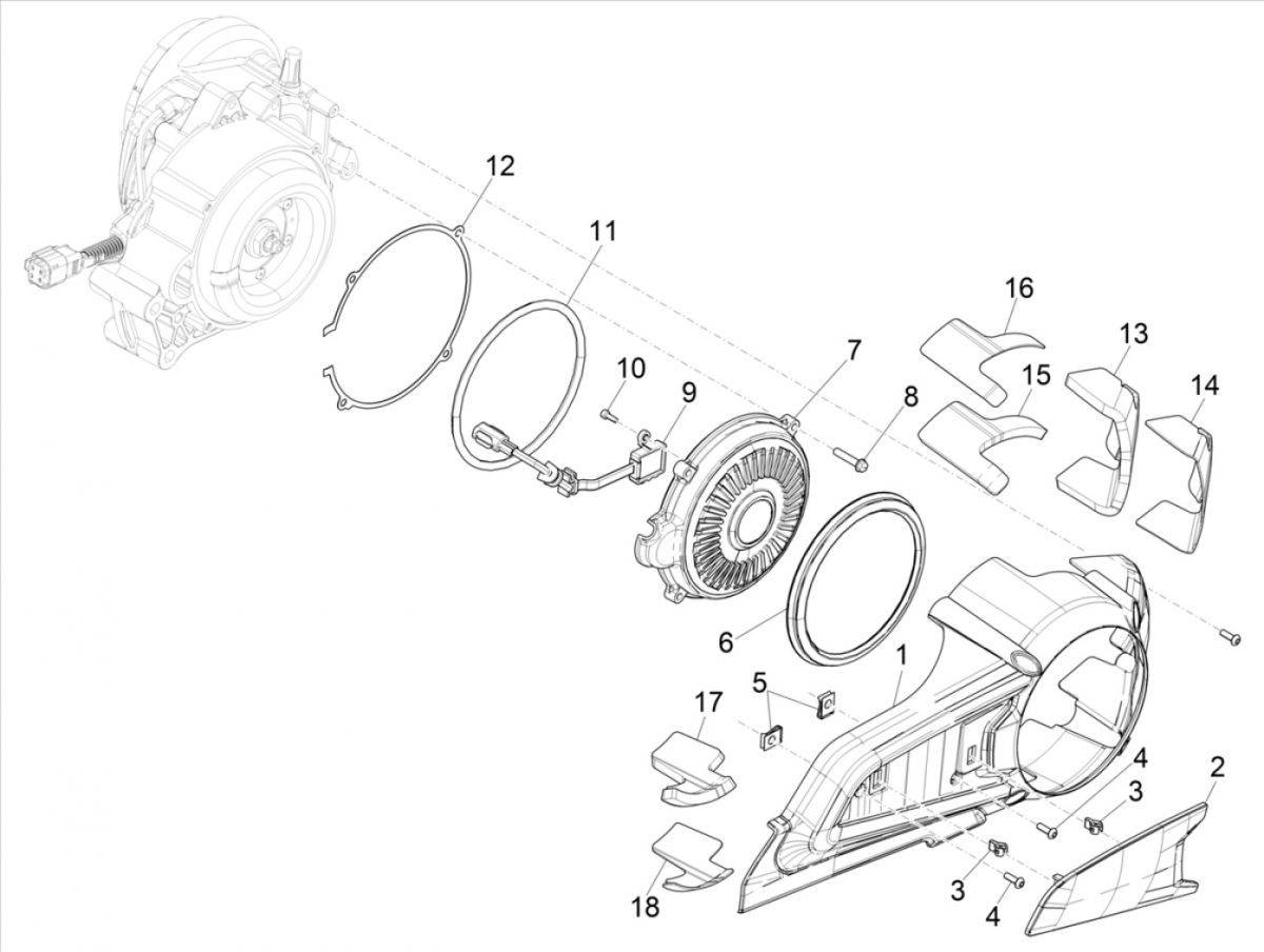 Osłona skrzyni korbowej - Osłona skrzyni korbowej Vespa Elettrica 25/KMH SCH E5 2021 (EMEA)