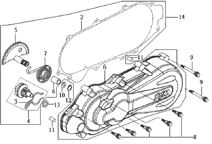 Pokrywa skrzyni korbowej lewa Sym DD50 niebieska