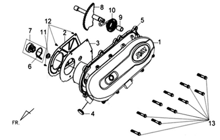 Osłona skrzyni korbowej lewa Sym XPRO 50 E4